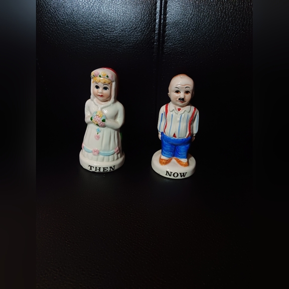 1960's Now and Then salt pepper shakers - Picture 2 of 10